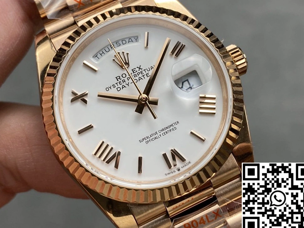 Steel M128235 White 36mm Rose Dial v5 Date QF Rolex Gold Day Factory Tungsten 0112